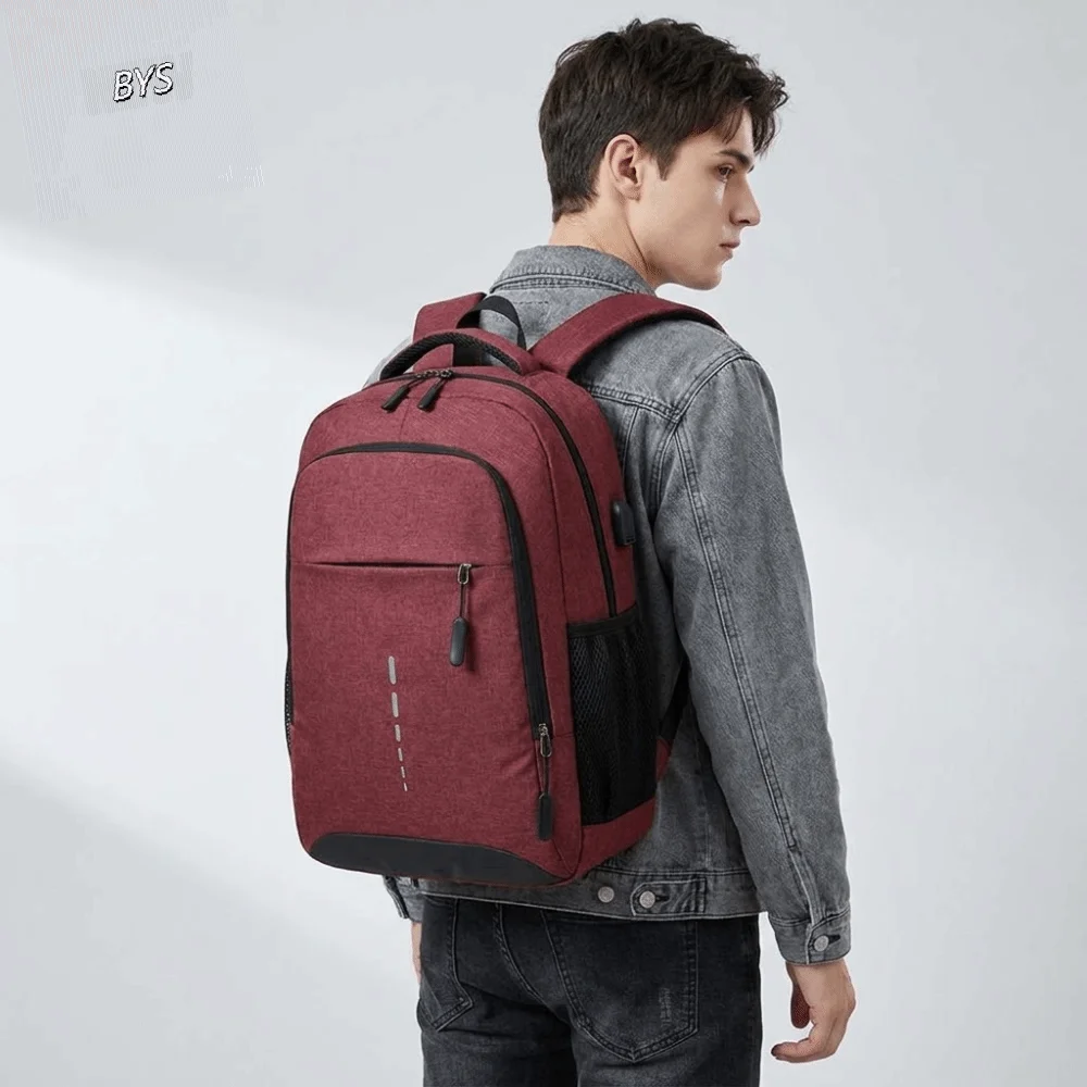 

Large Capacity Student Backpack Oxford Cloth Multiple Pockets Computer Rucksack Solid Color Multifunctional Business Backpack