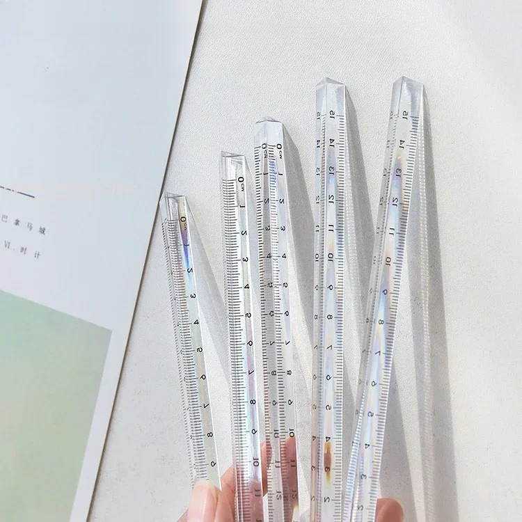 15/20cm Simple Transparent Triangular Straight Ruler Kawaii Tools School Stationery Cartoon Drawing Gift Office School Measuring