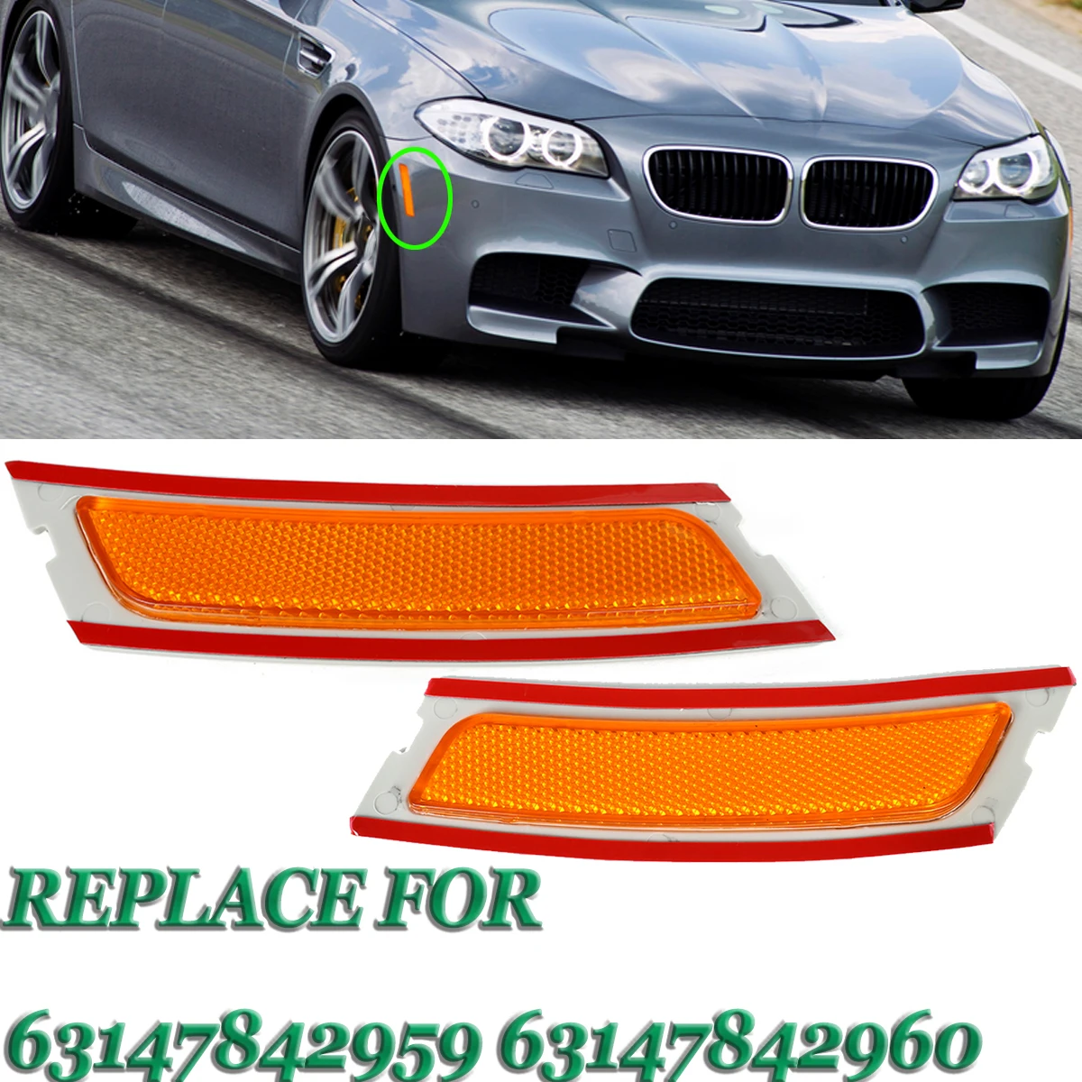 

Amber Parking Lights Side Lamp For For For F10 2011-2016 BMW 5 Series Parking Lights Front Marker Light 63147842959 63147842960