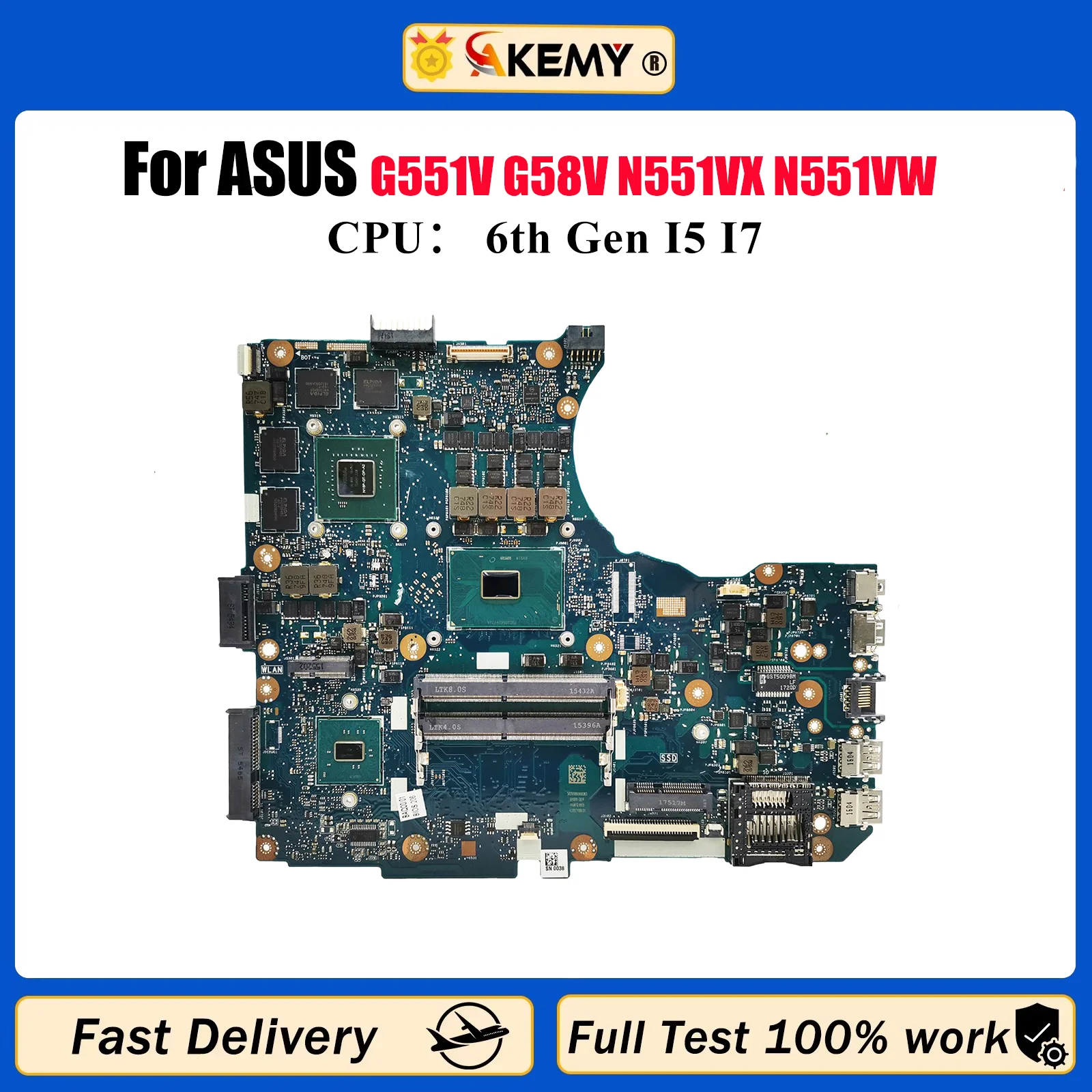 

N551VW Материнская плата для ноутбука ASUS ROG N551V G551V G58V N551VX N551VW Материнская плата для ноутбука с процессором I5 I7 100% tests OK быстрая доставка