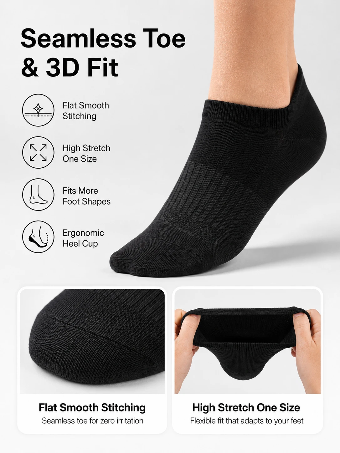 1/3/6 Pasang Kaus Kaki Pria Warna Hitam Abu-abu Model Blok Warna, Bahan Katun Bernapas, Empuk, Potongan Rendah, Anti Selip, Menyerap Keringat, Cocok untuk Olahraga, Hadiah