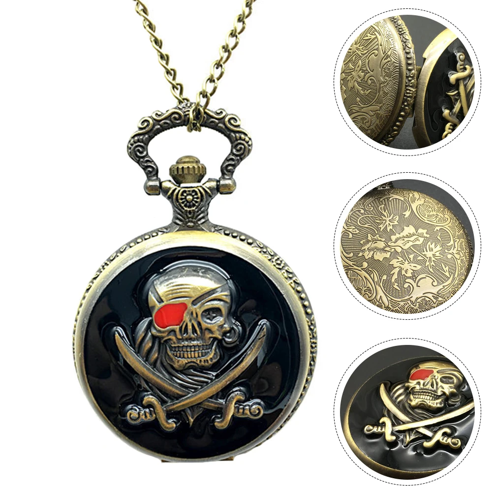 

Retro Alloy Skull Pocket Watch Fashionable Accessory Clear Dial Accurate Timing With Chain Gift For Loved Ones
