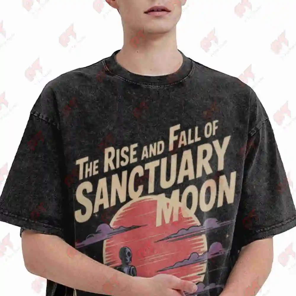 The Rise And Fall Of Sanctuary Moon Murderbot Diaries Vintage Washed Tee Pure Cotton T-Shirt