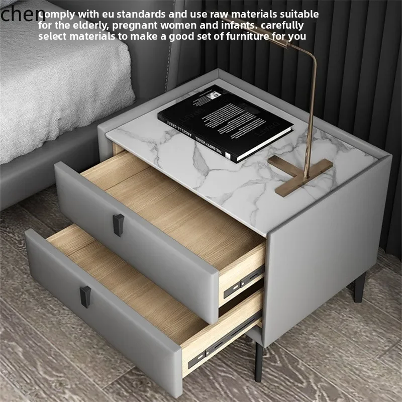 HXL Rock Slab Bedside Table Simple Home Storage Cabinet Complete Set