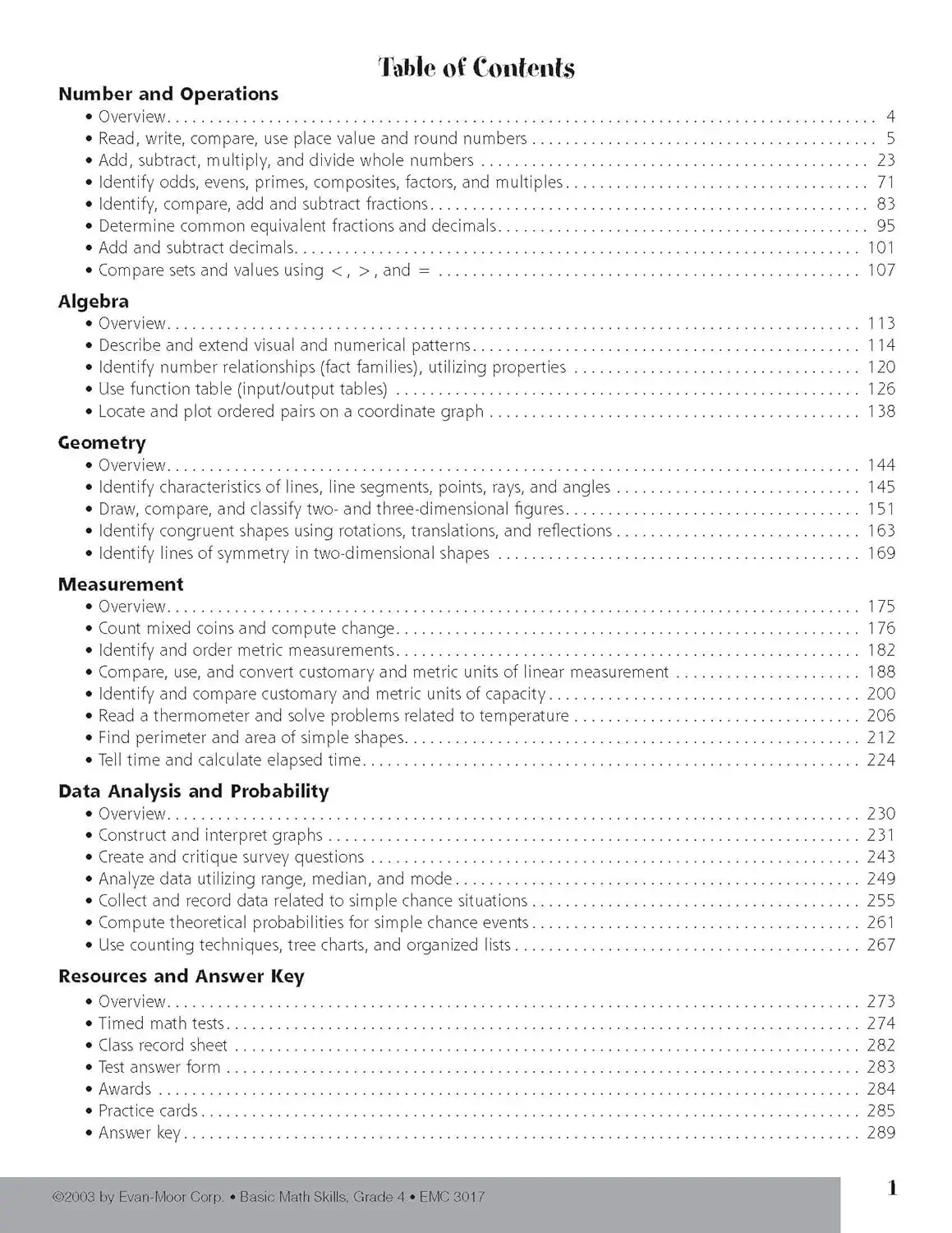 Evan-Moor Basic Math Skills, Grade 4 Workbook,aged 8 9 10 11, English book 9781557999375