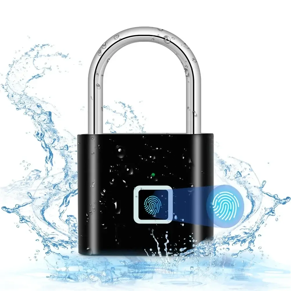 Imagem -06 - Keyless Usb Carregamento Fingerprint Cadeado Inteligente Bloqueio da Porta à Prova Dágua Cadeado Anti-roubo Portátil Desbloqueio de Zinco