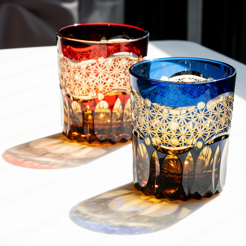 Japanese Edo Kiriko Crystal Ware Whisky Cup Hannd Carving Lucky Clouds Wine Glass Liquor Snifter Water Mug Best Present For Dad