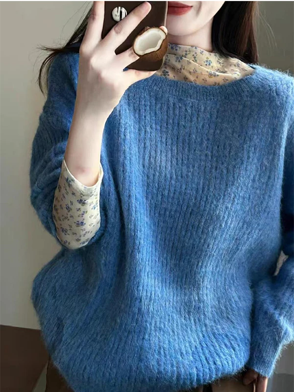 블루 플로럴 프린트 베이스 레이어 irt 여성용 슬림핏 롱 Sve f 하이 칼라 티셔츠 봄 시즌 패셔너블 이너웨어...