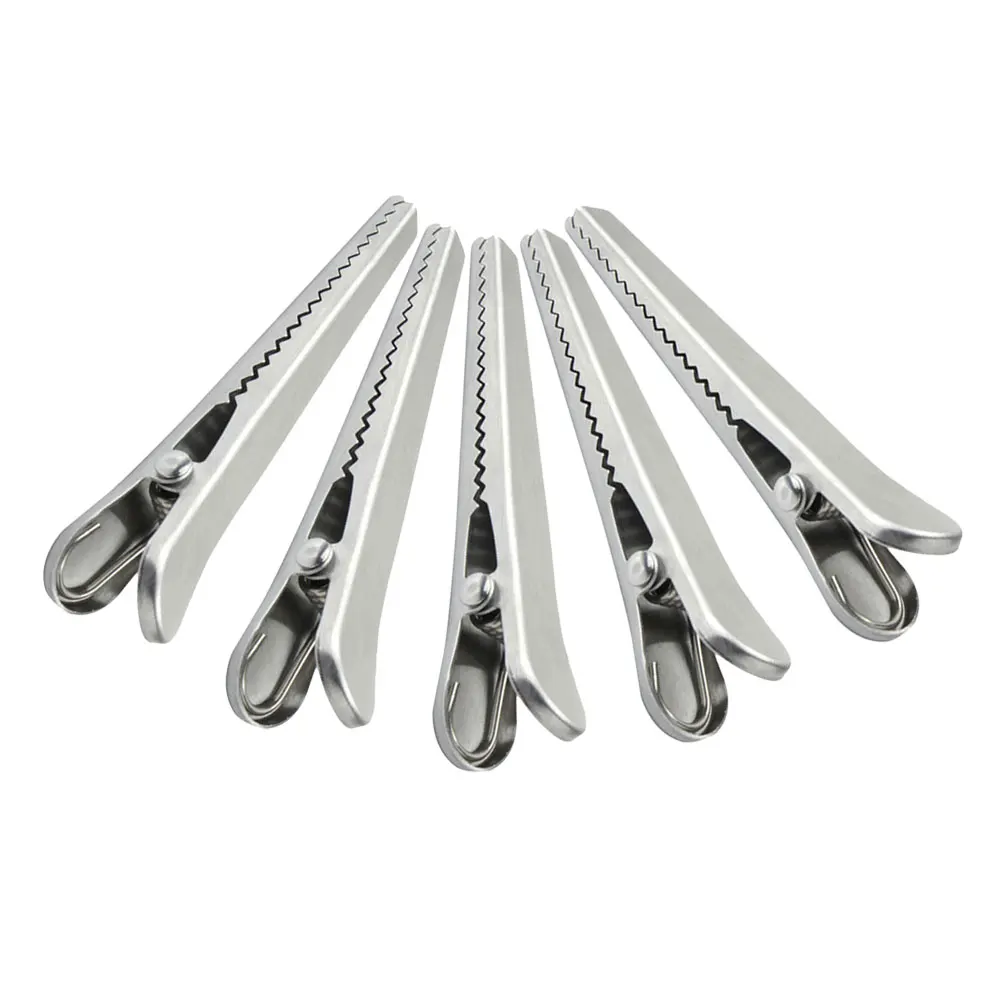 

5pcs Stainless Steel Alligator Clips Sealing for Bags Food Kitchen Large Serrated Dog Snack Preservation Documents Memos