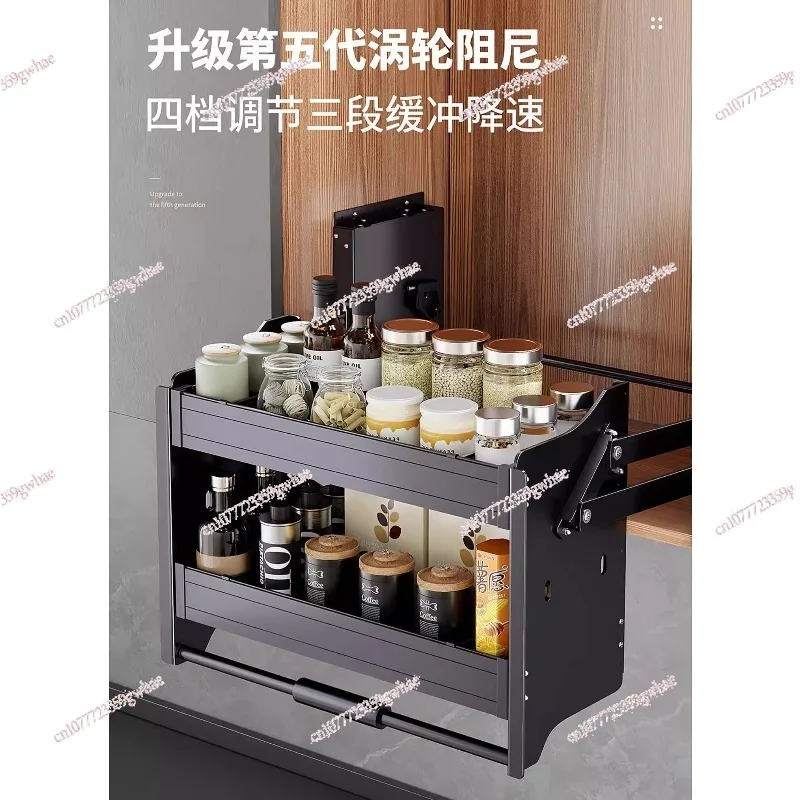 

Выдвижная корзина для верхнего кухонного шкафа с плавным закрыванием, органайзер для специй и хранения