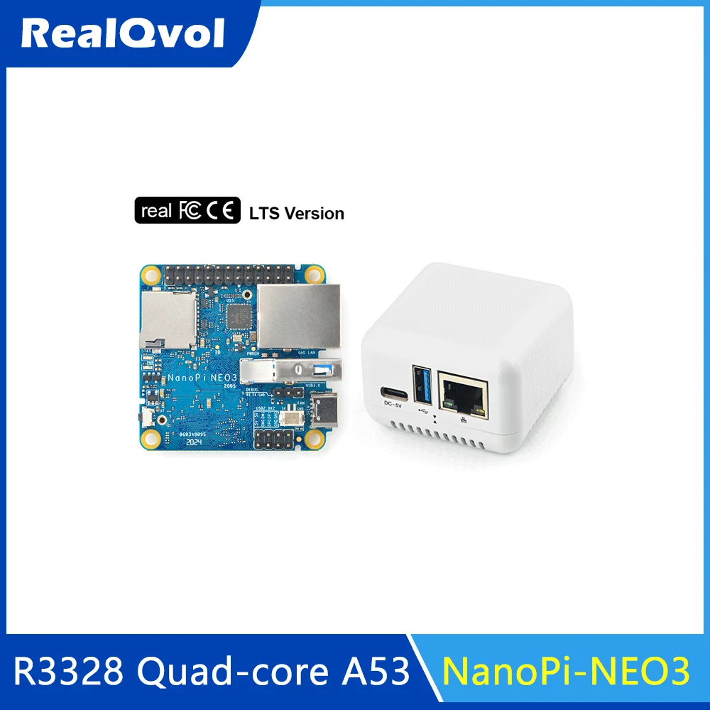 RealQvol Friendly NanoPi NEO3 Development Board 2GB DDR4 Quad-Core A53 Rexchip RK3328 Gbps Etherner Support IoT IoT Ubuntu Core