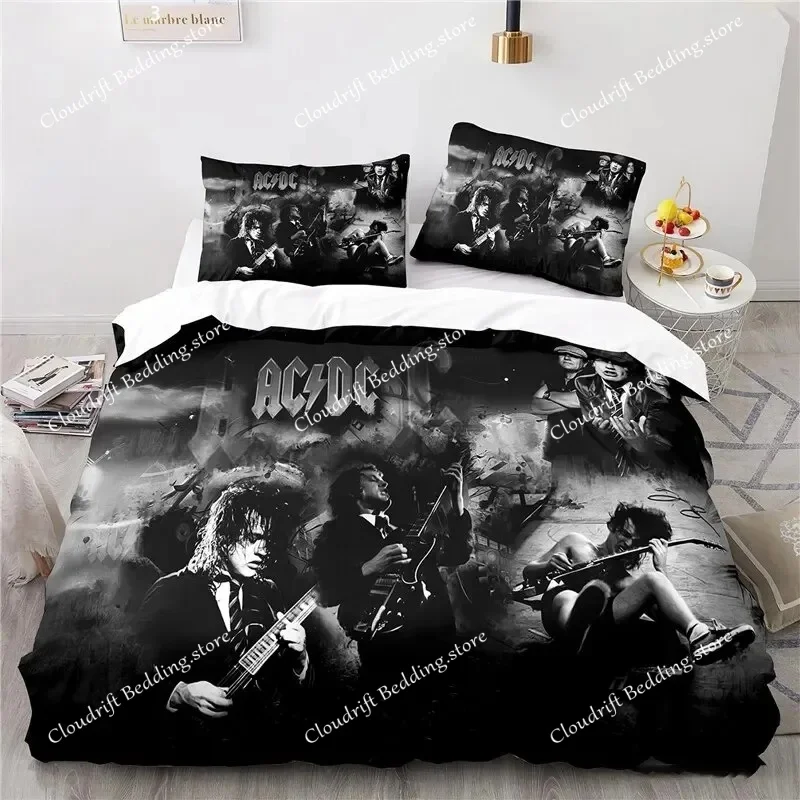 Ac-Dc Bedding Sets Music Cartoon Duvet Cover Girls Boys Single Twin For Bed Beautiful Holiday Gifts