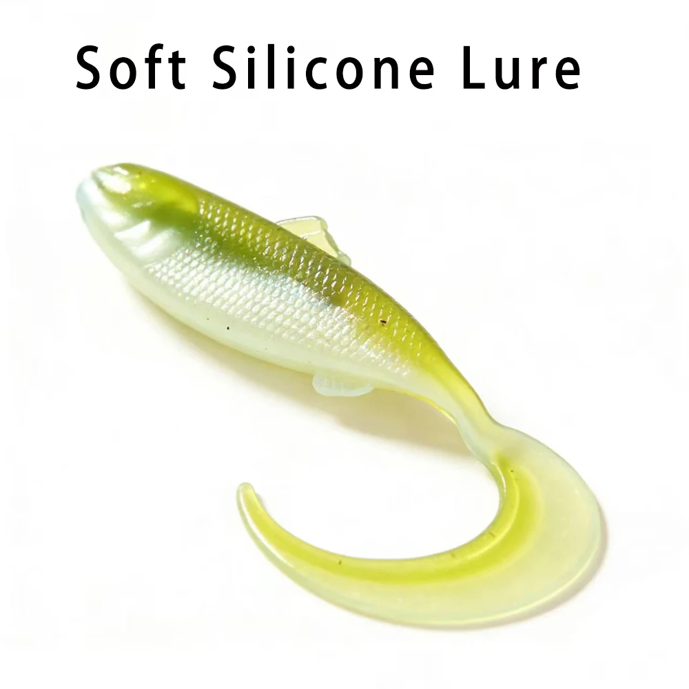 25 Stück/Beutel Silikon-Wurm-Angelköder 09g 5cm Einzelner Lockiger Schwanz Wobbler Wurm Swimbait für Felsenangeln Meeresangeln Barsch Karpfen