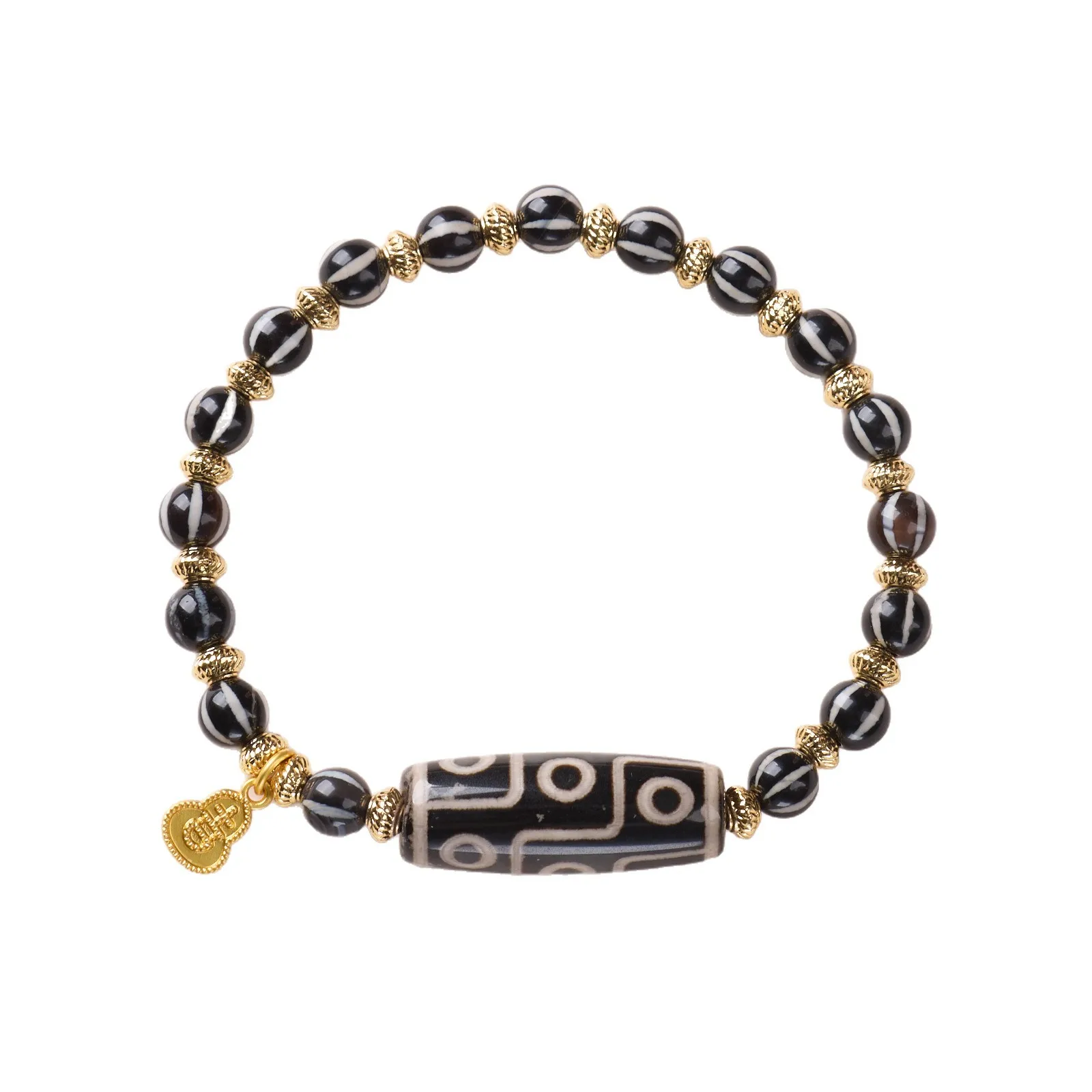 

Tibetan Style Nine Eye Dzi Agate Bracelet New Chinese Auspicious Fortune Medicine Buddha Beaded Bracelet Gifts
