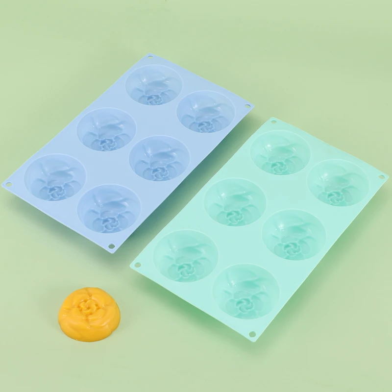 Silicone 6 Holes Flower Peony Cake Ice Cream Chocolate Mold Soap 3D Cupcake Bakeware Baking Dish Cake Pan Muffin Moulds