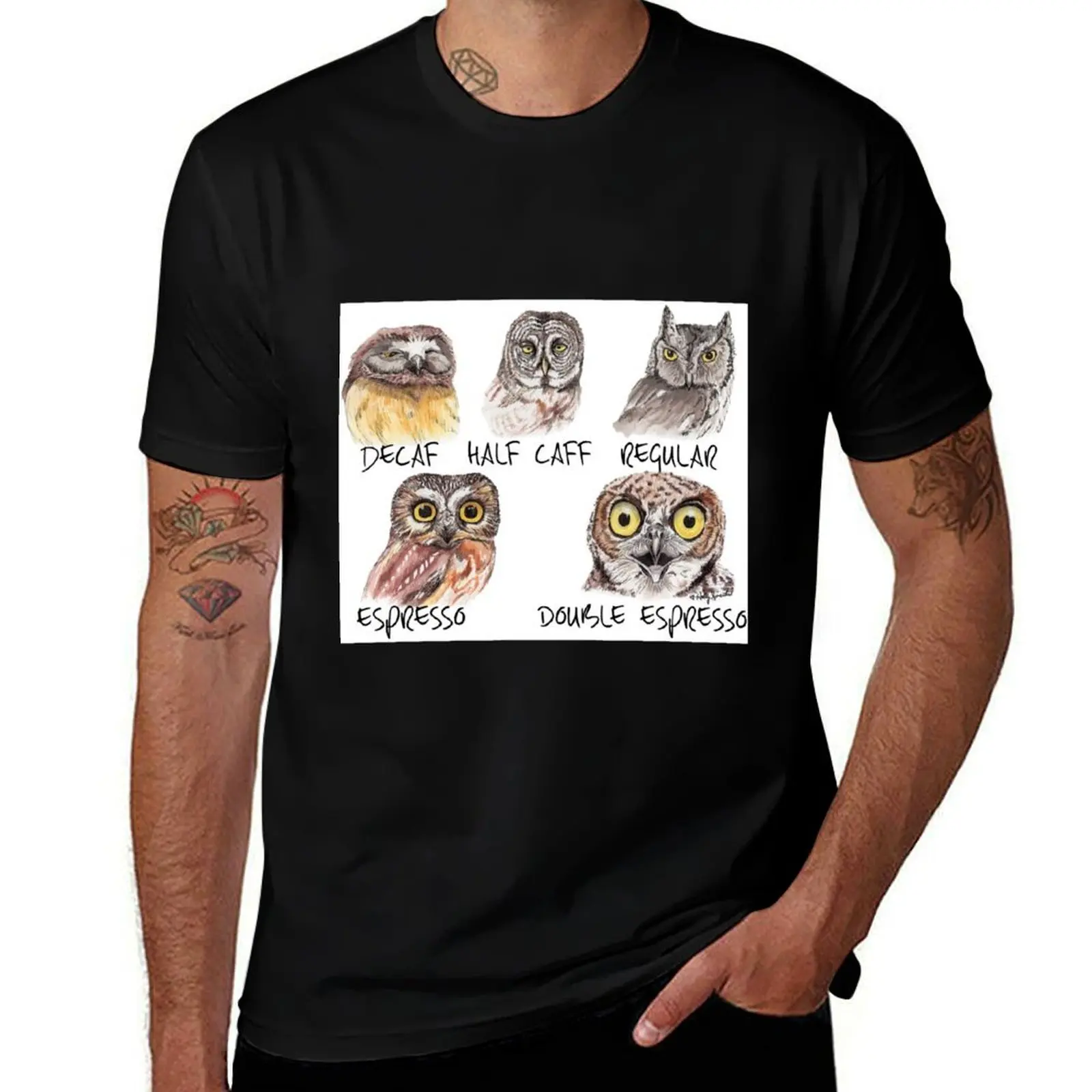 Owl Caffeine Scale - funny coffee owls T-Shirt Plus Size Short Sleeve T-Shirt