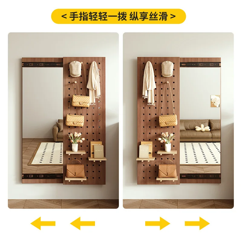 مرآة تزيين ذات فتحة من الخشب الصلب، مرآة مخفية لكامل الجسم، يمكن إغلاقها وسحب المنزل، ومدخل حائط مثبت على الحائط #3