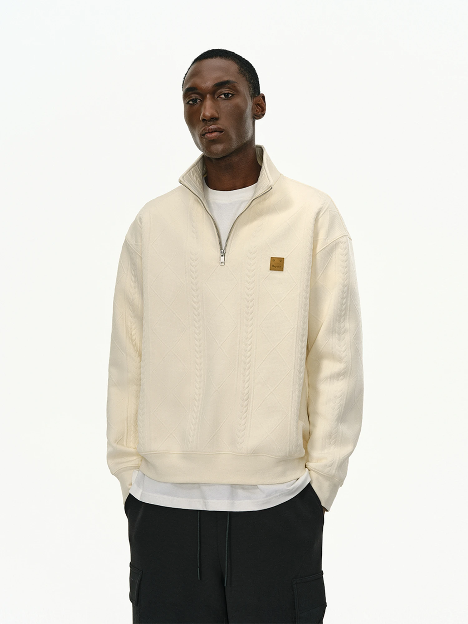 

ATRY Men's Loose Fit Long Sve Hoodie Zipper Collar Casual Streetwear Vintage American Sle Spring New Arrival