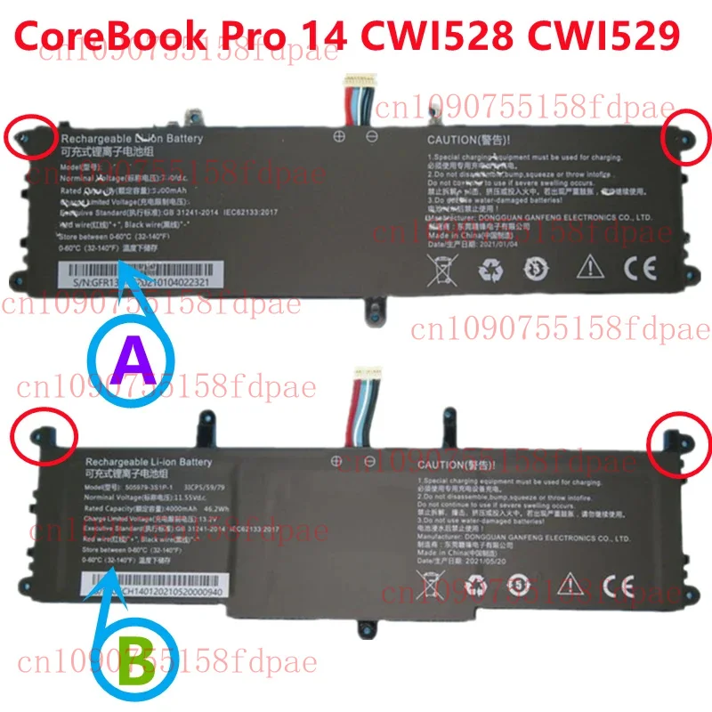 

505979 -3С1П-1. 628467-3S1P-3 3ICP5/59/79 3ICP7/85/67 Батарея 11,55 В для Chuwi CoreBook X Pro 14 15,6 дюймов CWI528 CWI529 CWI536