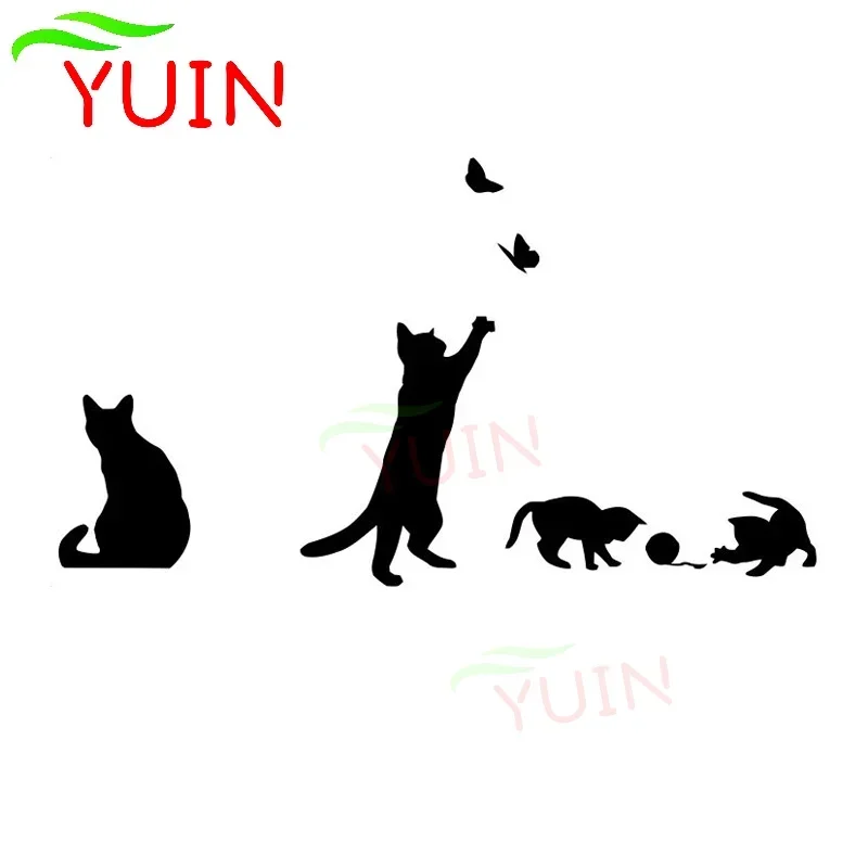 

YUIN забавный кот бабочка милые животные автомобили наклейка модные украшения личность ПВХ водонепроницаемая наклейка черный/белый/красный/лазерный