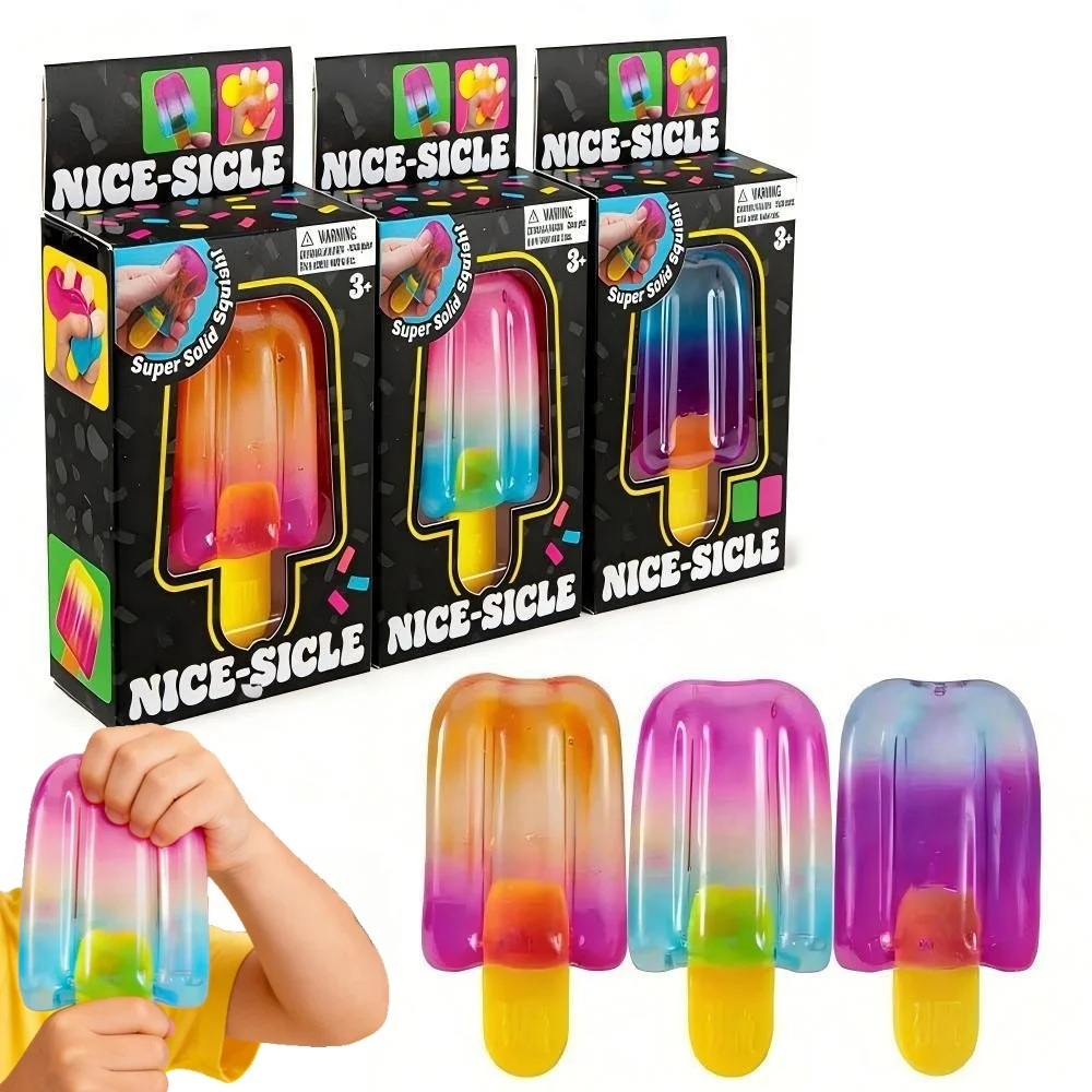 1/3 Stück Eiscreme-Squishy-Quetschspielzeug, schöner Würfel, sensorisches Fidget-Spielzeug, tragbares Stressabbau-Gadget für Büro, Zuhause und tägliche Entspannung