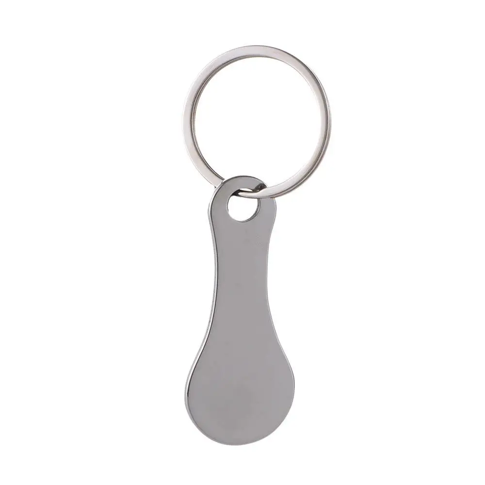 Silver Decorative Stainless Steel Decorative Key Hook DIY Shopping Cart Tokens Coin Holder Keychain Shopping Trolley Token