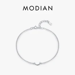 MODIAN Link Chain Bracelet 925 Sterling Silver Polishing Simple Cute Moon Stackable Bracelet For Women Party Fine Jewelry Gifts
