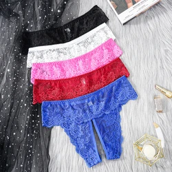 Plus Size Open Crotch Panties For Sex Lace Transparent Underwear Women Crotchless Thongs Female Erotic Panties With A Hole