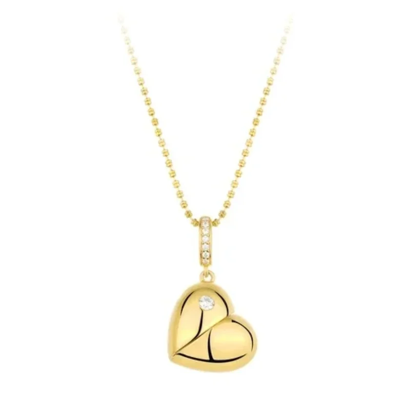 BELLUX Pendant Chain 925 Silver Synthetic Zircon Gold Platinum Peach Heart Rotatable Fashion Necklace