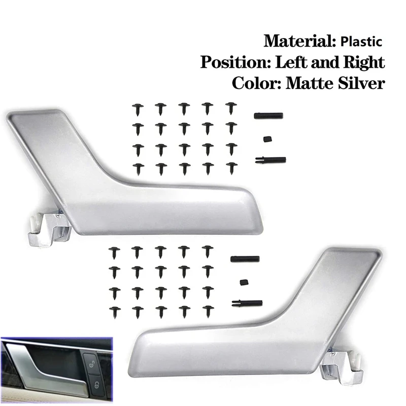 NEW-Interior Door Handle Repair Kit Left And Right For Mercedes-Benz X204 GLK-Class W204 C-Class Plastic Matte Silver