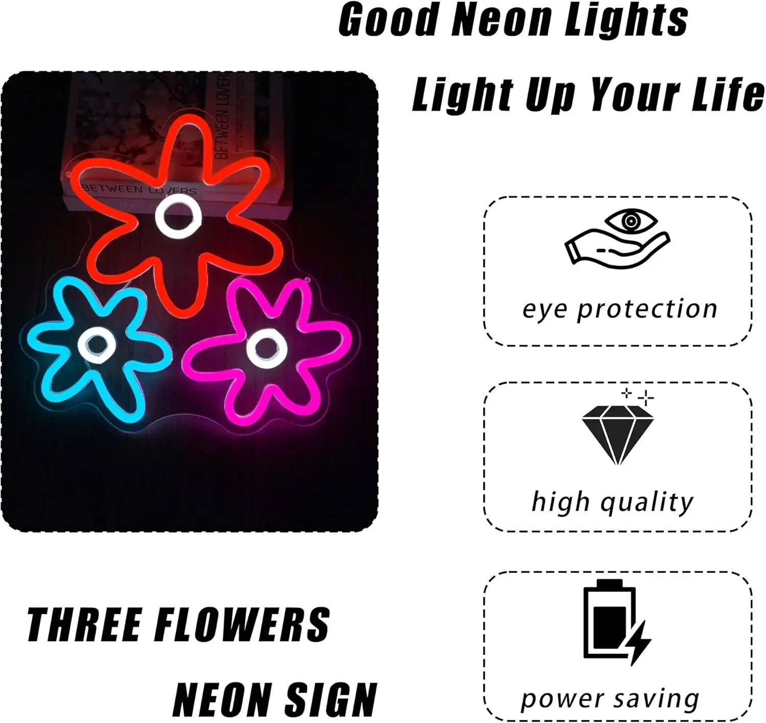 Retro Flowers Neon Sign Dimmable LED Neon Light for Bedroom Dressing Room Living Room Wall Decor Gift for Girls USB Dimmable