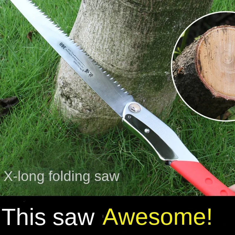 Quick folding saw 14inch manganese steel For Wood Branches Cutting Tree Trimming Bamboo Pruning Bone 3 sided tooth safety lock