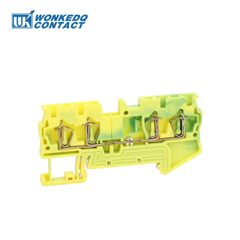 ST2.5-QU-PE Earthing Spring Cage Terminal Block Connector 2-in/out 2.5mm² Electric Ground Mount on Din Rail ST 2.5-QUATTRO