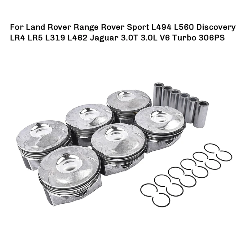 

6Pcs Piston For Land Rover Range Rover Sport L494 L560 Discovery LR4 LR5 L319 L462 3.0T V6 ,AJ126 LR041639 LR062617