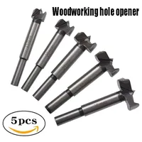 5PCS Woodworking Flat Wing Drill Bit 15-35mm Set Door Lock Hinge Drilling Tool Round Shank Hole Opener Electric Reaming Drill