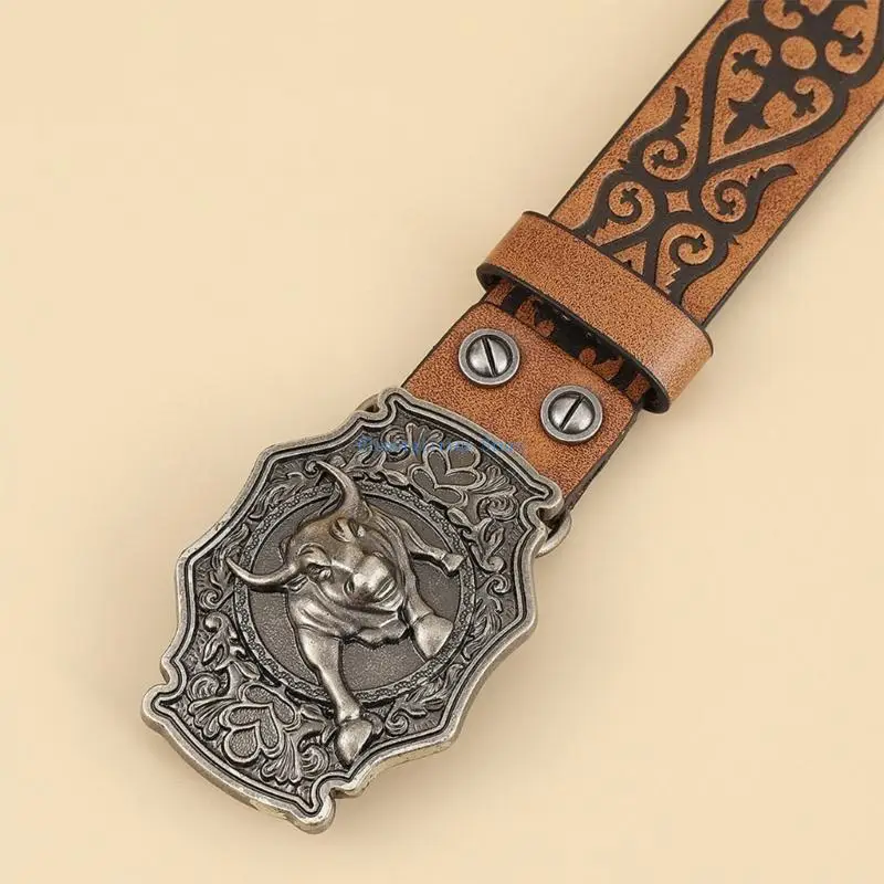 652B модный ремень для мужской одежды, пояс из искусственной кожи, западный ковбойский ремень, пояс