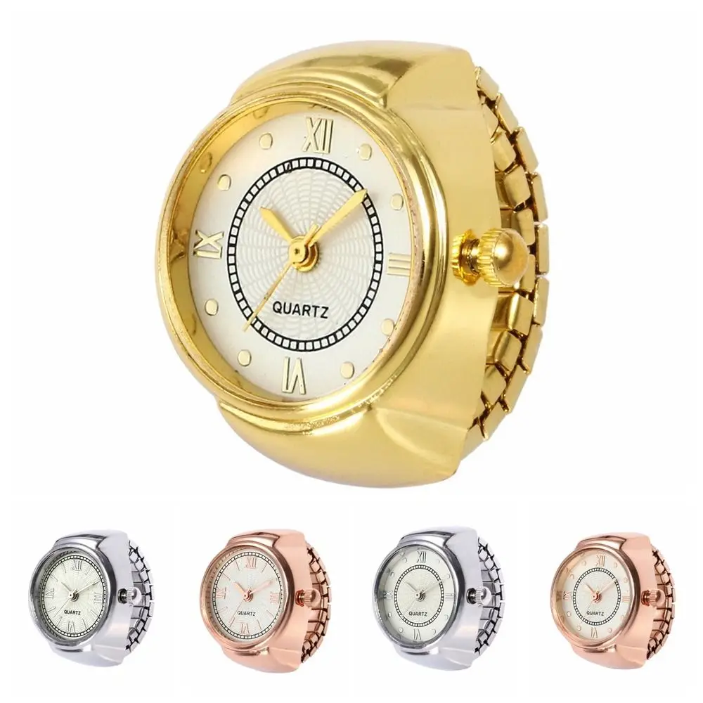 

Fashion Alloy Quartz Watch Rings Vintage Mini Ring Watches Punk Elastic Strap Ring Jewelry