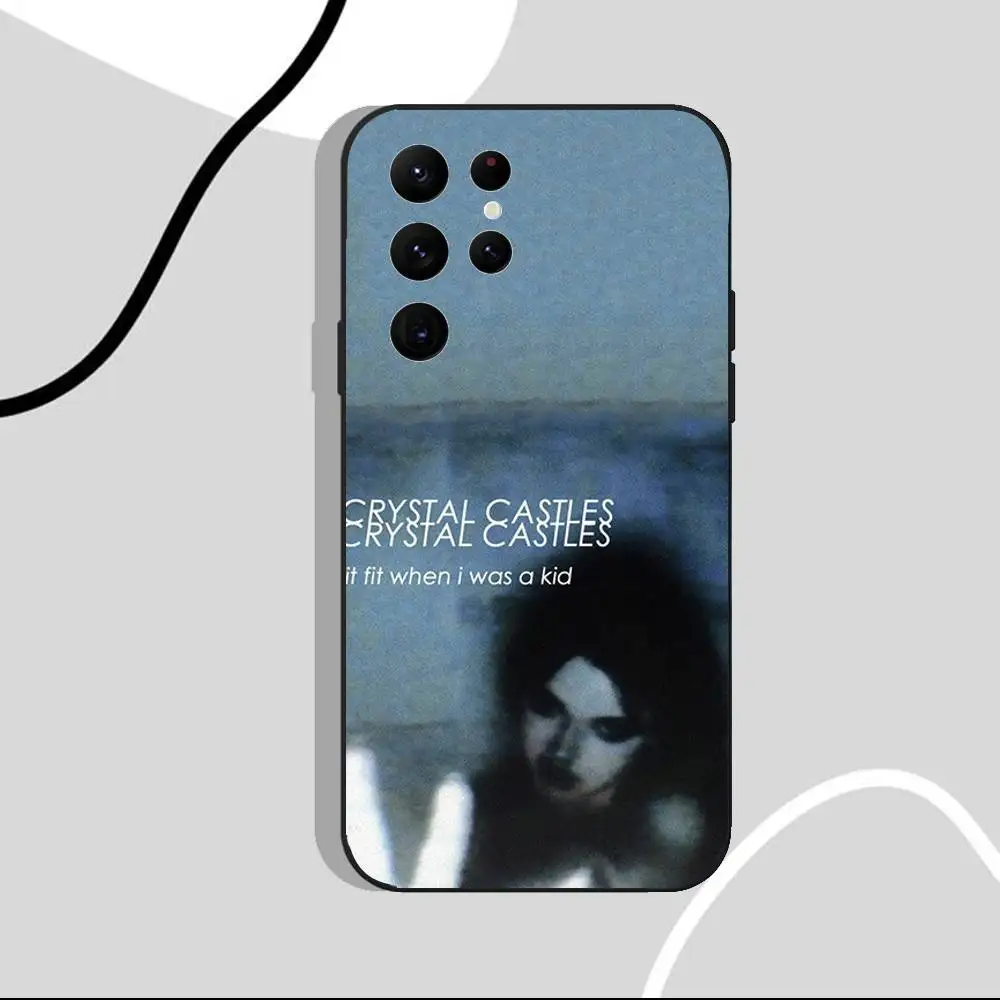 حافظة هاتف كريستال كاسلز باند أليس زجاجية لهاتف سامسونج S25، S24 Ultra، S20، S30 plus، S22 Plus، S23، Ultra 5G غلاف أسود من السيليكون