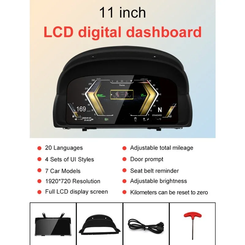 12.3 بوصة لسيارة BMW X1 F48 F49 F39 X1 E84 2016-2022 LCD لوحة القيادة عداد السرعة الرقمي لوحة العنقودية قمرة القيادة