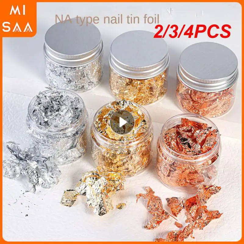 2/3/4PCS Nail Polish Gel Decoration Gold Silver Tin Foil Fragments Sticker Sequins Maiye Nail Supplies Gold Foil Paper