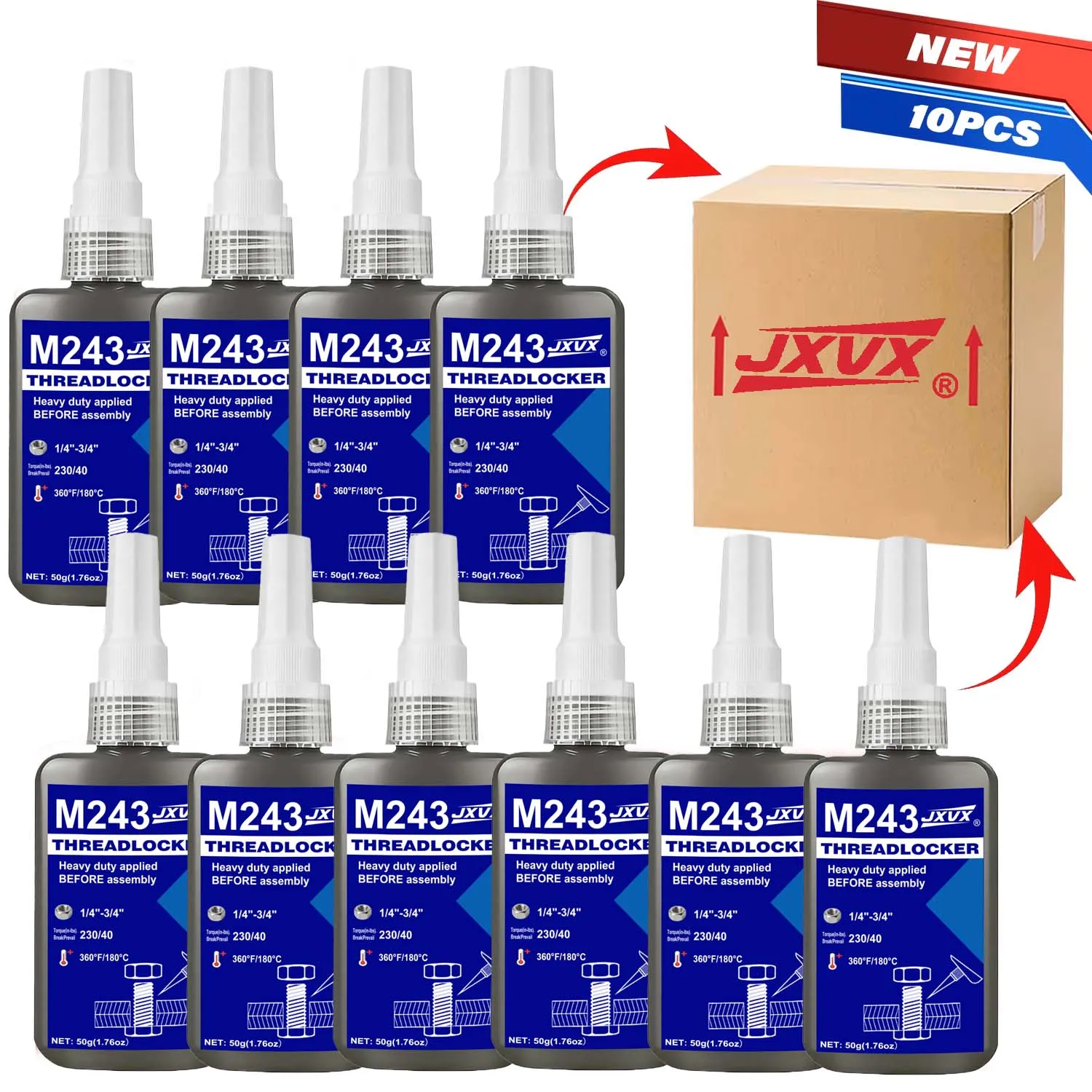 10PCS 50ml 243Thread Locking Agent Sealant Anaerobic Anti Loose Screw Glues Fastening Suitable for Nuts, Bolts, Fasteners,Metal.