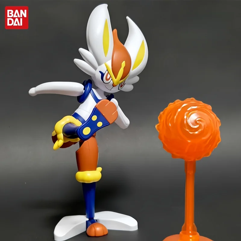 bandai-pokemon-cinderace-articulated-action-figure-skill-effect-assembly-model-desktop-display-ornament-collectors-enthusiasts
