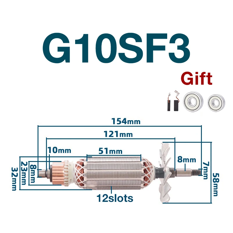 

AC220-240V Armature Coil for Hitachi G10SF3 S1M-FF04-100A Angle Grinder Armature Rotor Anchor Stator Coil Replacement Parts