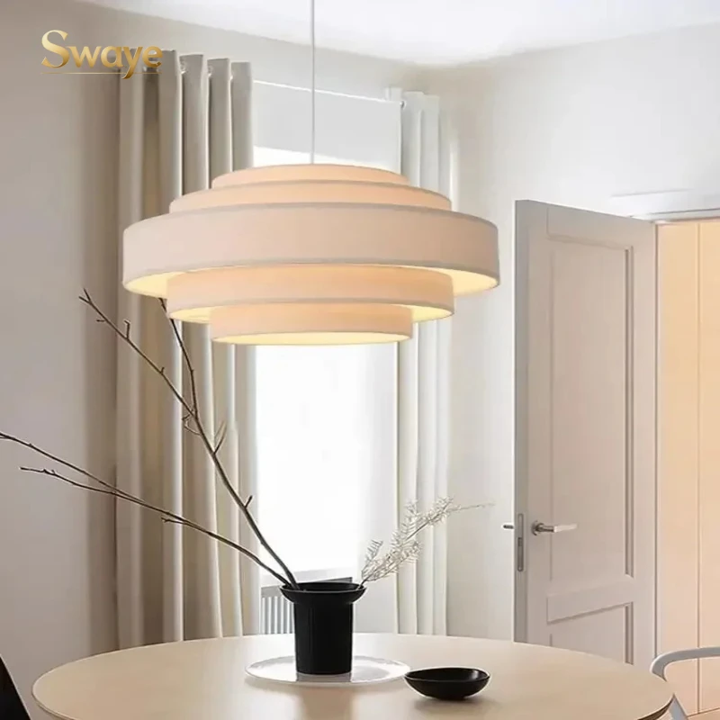 

Wabi-sabi Retro Stylish LED Ceiling Chandelier Lamp Design Cloth Linen Pendant Lights Home Decor Bedroom Dinning Living Corridor