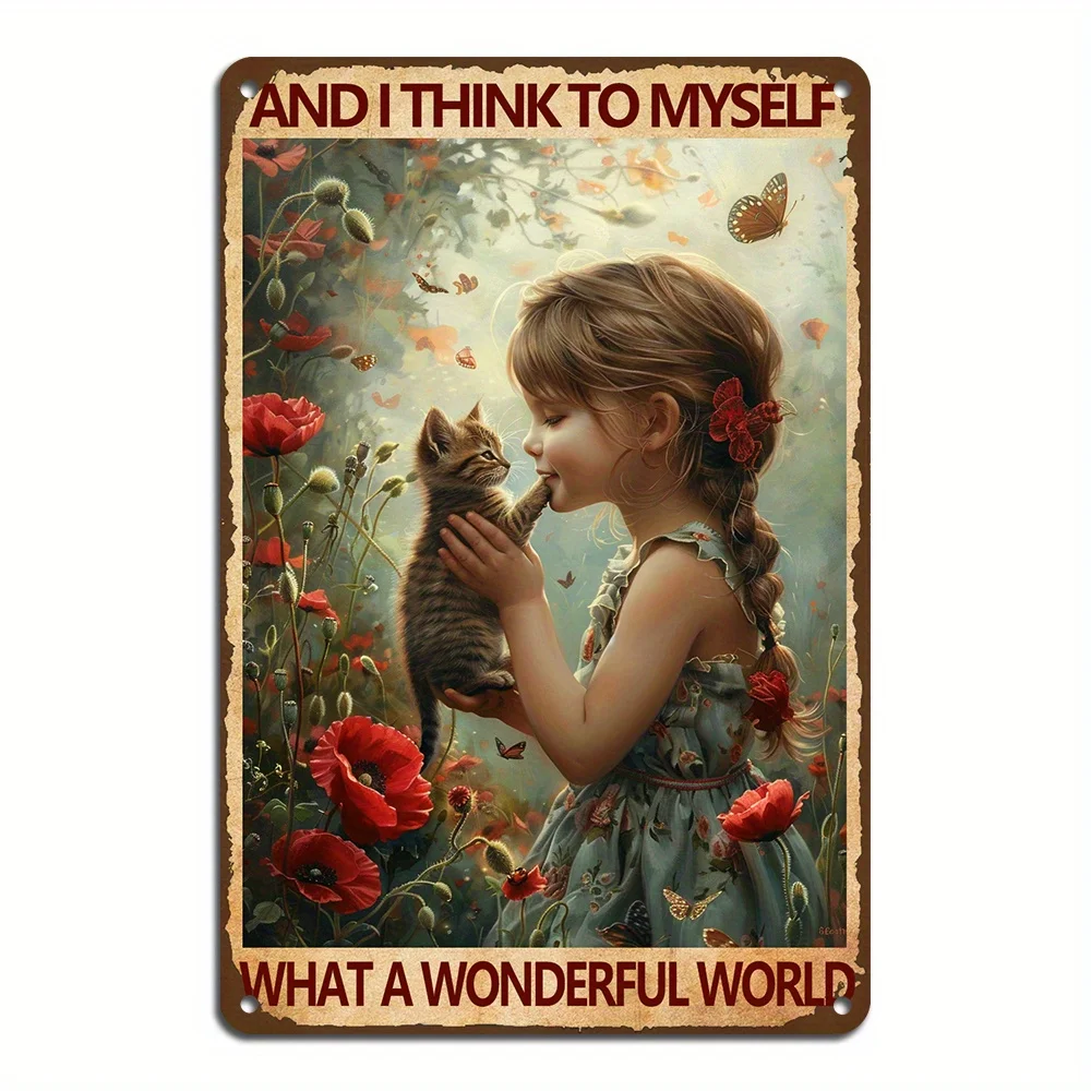 2D flat retro metal 8 * 12 inches - ideal for home, restaurant, garage and garden decoration | Durable iron construction