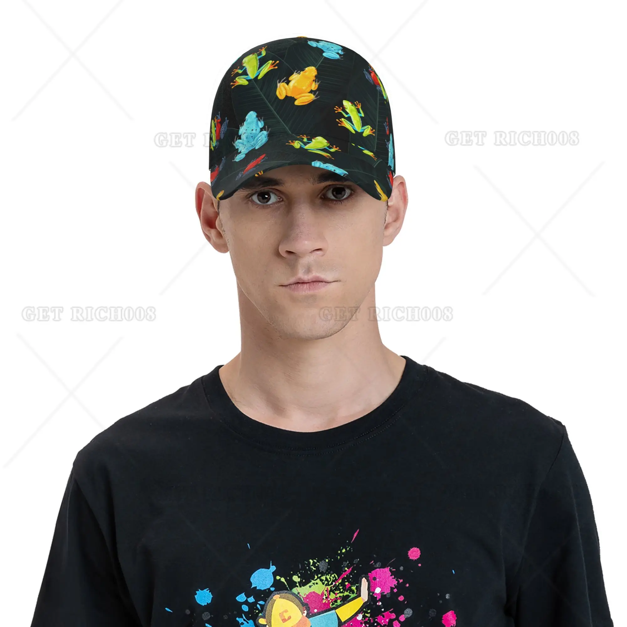 Gorra de béisbol con estampado de ranas coloridas, sombreros de camionero, visera solar ajustable para hombres, mujeres, adolescentes, viajes de verano, todas las estaciones, talla única