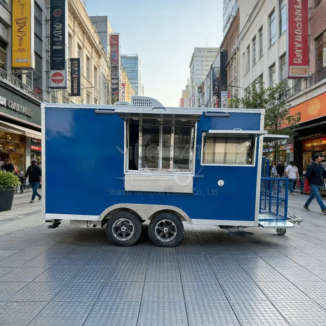

Мобильный грузовик для еды из стекловолокна, полная кухня, счетчик из нержавеющей стали, коммерческий прицеп для общественного питания для делового использования