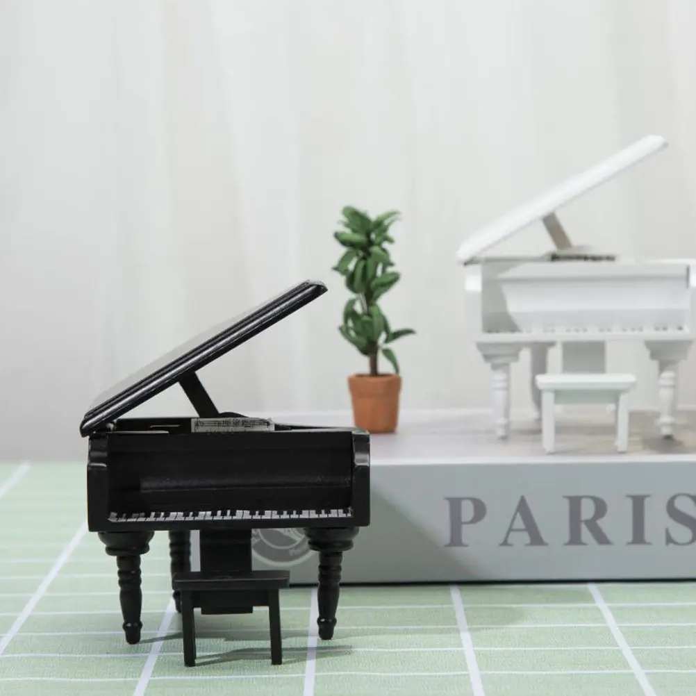 

1Set Miniature Piano Wooden Ornament Mini House Accessories Home Decor Small Landscape Scene Supplies Miniature Piano Model