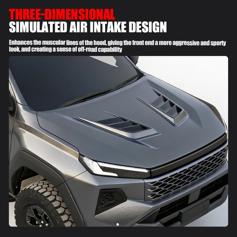 Hood Trim Plate Cover For Toyota HiLux 2026+ ABS Blackout Engine Hood Decoration Custom Body Kits Exterior Car Accessories