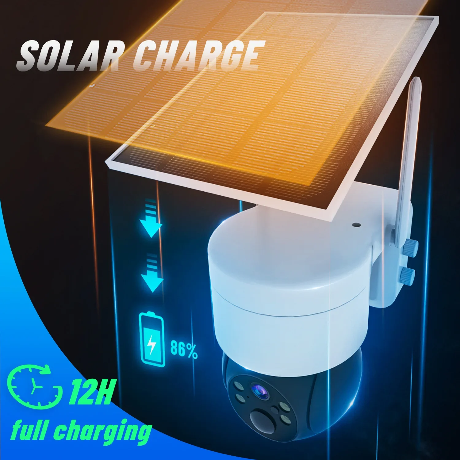 Solar Camera Wifi Outdoor 4MP Wireless Surveillance IP Cameras With Solar Panel PIR Human Detection 7800mAh Recharge Battery